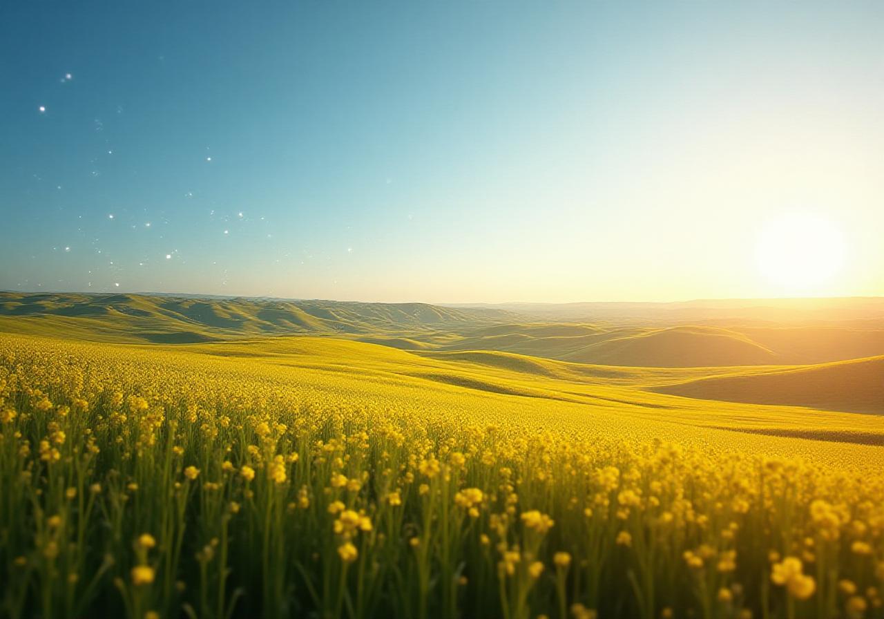 Lush Canadian prairie fields with digital data overlay