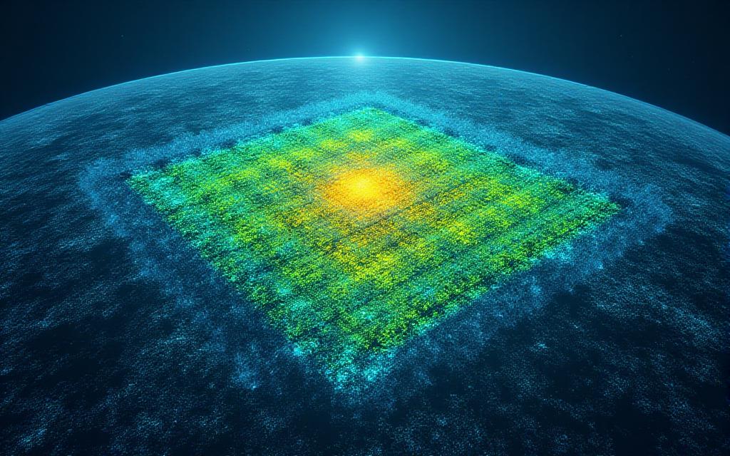 Simulated satellite heatmap of crop resource distribution
