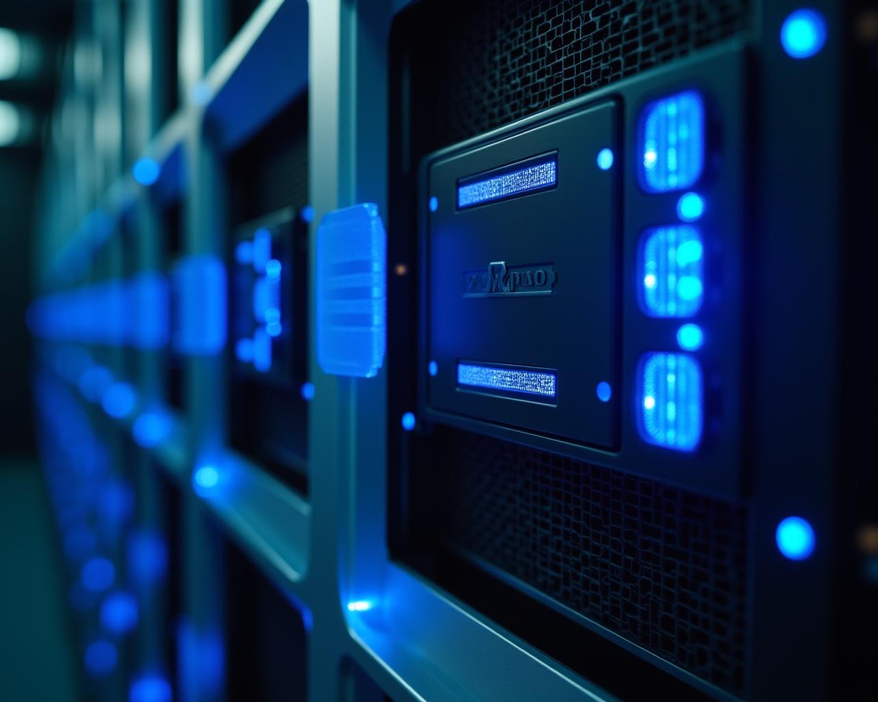 Professionele crypto-mining serverruimte met hoogwaardige hardware